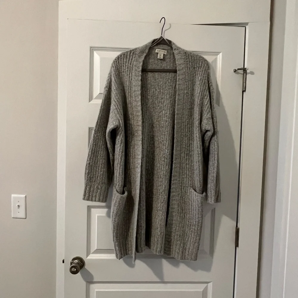 Gray Ribbed Cardigan - Picture 2 of 4